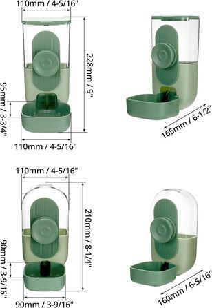 Автоматичний годівниця та поїльник для дрібних тварин QWORK® 870ml/800ml, для їжаків, кроликів, котів, собак