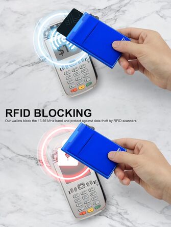 RFID-захищений картхолдер Pop-up: тонкий гаманець з відділенням для монет (1 шт., блакитний)