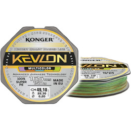 Braided Line KONGER KEVLON Multicolor 4-Ply Braided Fishing Line 150m 0.12-0.25mm (0.07€/m)