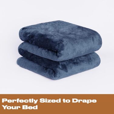 Дреамсцен Пухнастий плед з штучного хутра, флісу, теплий, м'який, великий, для ліжка (125 x 150 см, темно-синій)