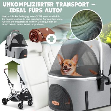 Візок для собак 3в1: візок-переноска, сумка-переноска, візок-бігун для тварин до 20 кг (сірий/сріблястий)