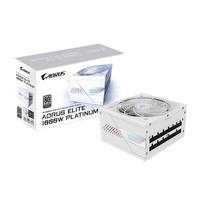 Блок живлення GIGABYTE AORUS Elite P1000W Ice 1000W, PCIe 5.0, 80 Plus Platinum, повністю модульний, ATX 3.0