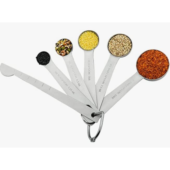 Measuring cup and measuring spoon set, stainless steel, measuring cup and magnetic conversion chart (silver), 13 pieces