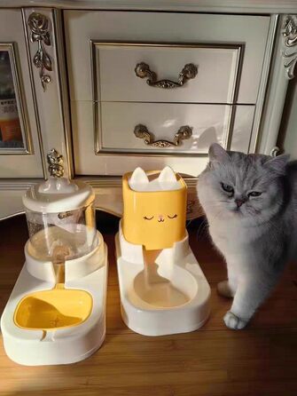 Автоматичний диспенсер корму та води для тварин, 2.2L + 1.8L (жовтий)