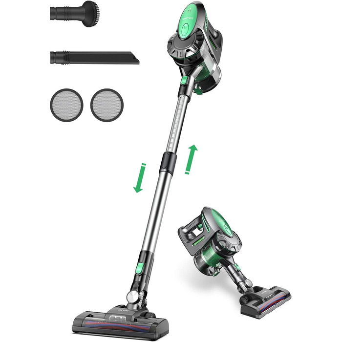 Бездротовий пилосос Vactidy Blitz V8: акумуляторний, 25KPa, 35 хв роботи, для твердих підлог, видаляє шерсть тварин, зелений