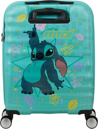 Чемодан American Tourister Wavebreaker Disney FL Spinner L, 77 см, 96 л, коліщата, Disney Stitch Flower, матове покриття