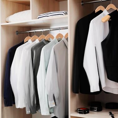 ABHENG Wooden Clothes Hangers, 10-Piece Suit Hangers, 360° Swivel Hook, for Jackets, Shirts, Suits, Coats, 44 x 5.5 x 23 cm (L x W x H), Natural Color AWY0410N