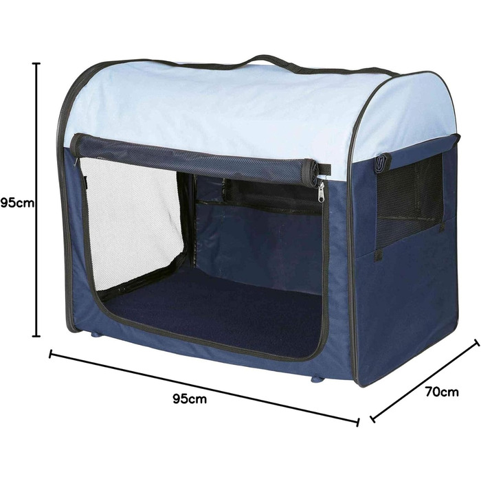 Тріксі переносна переносна клітка для собак Basic XS, 32x32x47 см, з сіткою, флісовою підкладкою, 3 кишенями, фіксаторами та тентом, у комплекті сумка – 39701