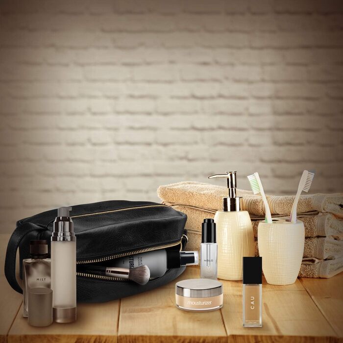 Чорна дорожня сумка Londo Echtleder з культурою та косметичною сумкою - унісекс