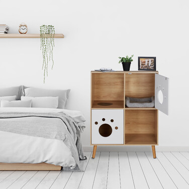Relaxdays Cat Cabinet with 4 Compartments
