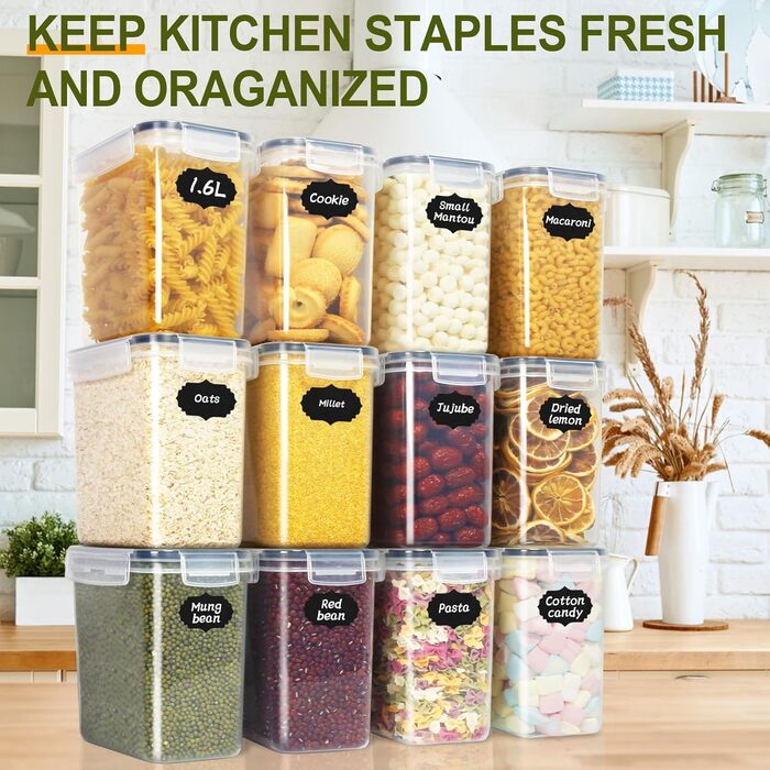 Набір контейнерів для зберігання Cinnani 2.8L (6 шт.) з кришкою, герметичні, BPA free. Підходять для круп, мюслі, рису, борошна.