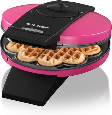 Вафельниця Cloer 1629 для класичних вафель у формі серця, 930 Вт, розмір вафлі 15,5 см, регульований ступінь прожарювання, метал, рожевий колір