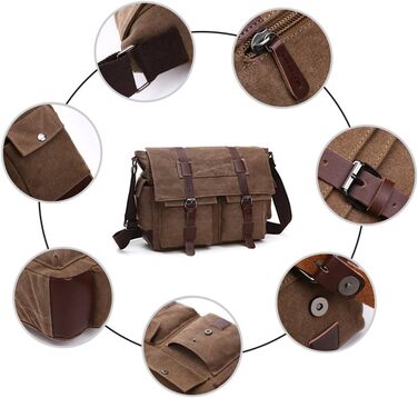 Чоловіча нагрудна сумка OSMIE 16 л, канвас, для ноутбука, сумка-месенджер чорна (L, L-кавовий)