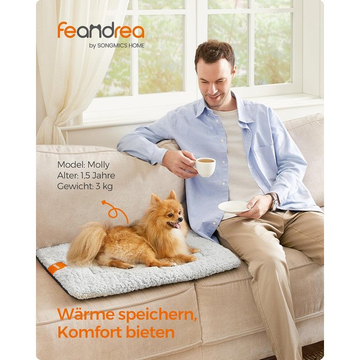 Підстилка для собак та котів Feandrea, 60 x 45 см, сіра, S, машинного прання та сушки, неслизька