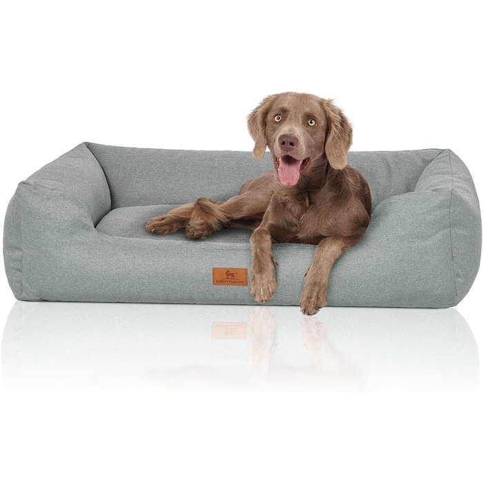 М'яке ліжко для собак Knuffelwuff Emma з велюру, XL, 105 x 75 см, знімний чохол, легко мити, для великих, середніх та малих собак (Petrol)