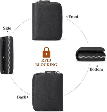 SENDEFN Wallet for Women, Leather Wallet for Women with Many Compartments, Small Women's Cardholder Wallet, RFID Protection Card Holder with Zipper and Many Compartments, Wallet