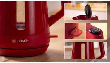 Електричний чайник BOSCH TWK1M124, червоний, пластиковий, 2400 Вт, 1.7 л