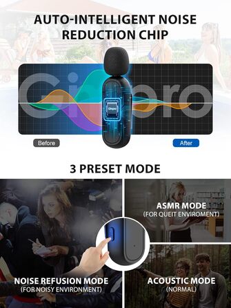 Мікрофон Lavalier Moman Handy Mini: бездротовий мікрофон для iPhone, YouTube, TikTok, Live-Streaming (чорний)
