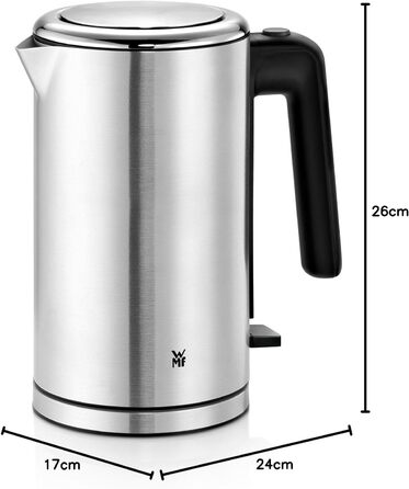 WMF Lono Stainless Steel Kettle 1.6l, Electric Kettle with Scale Filter, 2400 W, Illuminated Water Level Indicator, Matte Stainless Steel