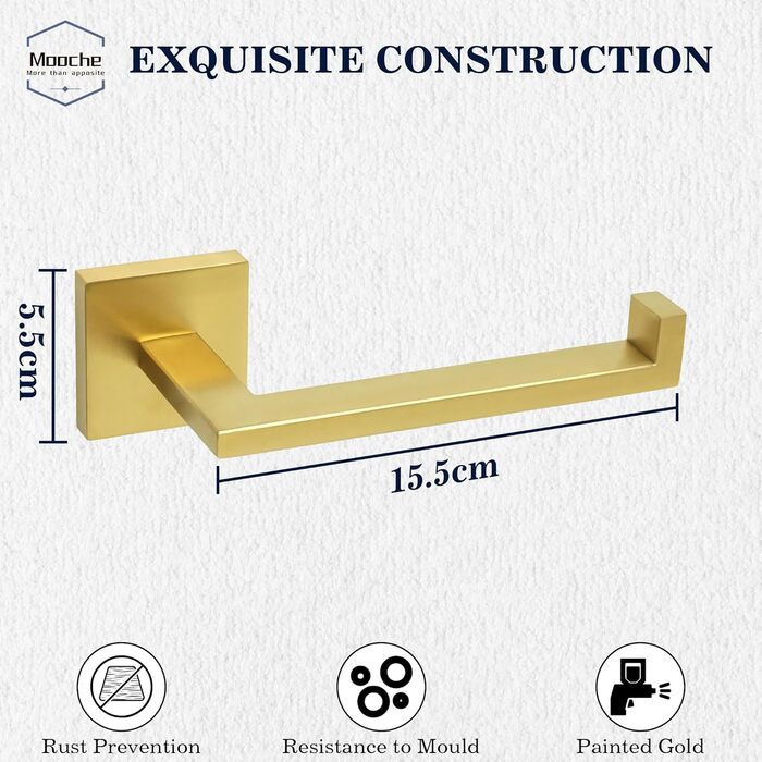 Тримач для туалетного паперу з нержавіючої сталі 304, 15 см. Сучасний настінний тримач для ванної кімнати, туалету та кухні (Золотистий)