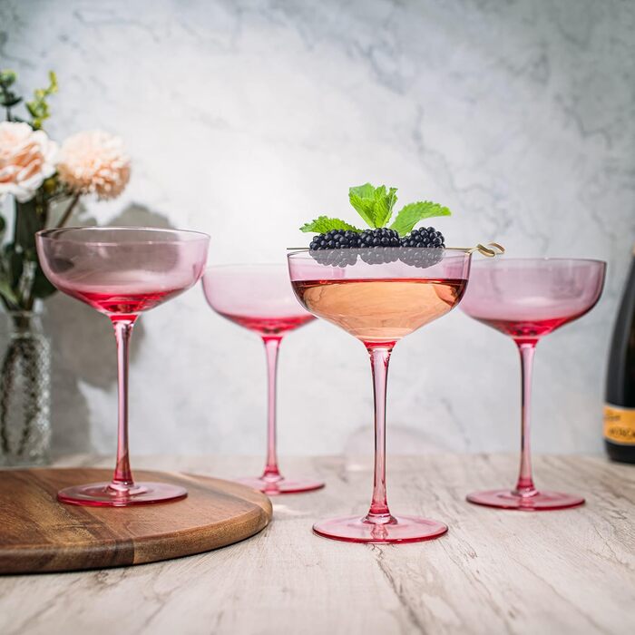 Набір келихів для шампанського та коктейлів Martini 200 мл (4 шт) рожевого кольору - ідеальний подарунок на День Святого Валентина