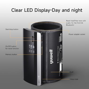 Smart тонометр Yuwell YE630CR: цифровий, з Bluetooth, мовлення, акумулятор, для дому та відпочинку