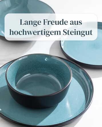 Набір посуду Steingut Ibiza 24 шт. для 6 осіб (Pure Living Petrol) - Серія Pure Living, Petrol