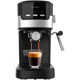 Cecotec Compact Power Espresso 20 Pecan Espresso Machine, 1100 W, 20 bar, Thermoblock System, Swivel Steam Wand, Filter Arm with Dual Outlet and 2 Filters, 1.25 Liter