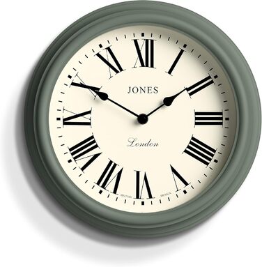 JONES CLOCKS® Venetian Wall Clock | Classic Round | 30cm | Green | Roman Numerals | Traditional design ideal for kitchen, living room, or bedroom