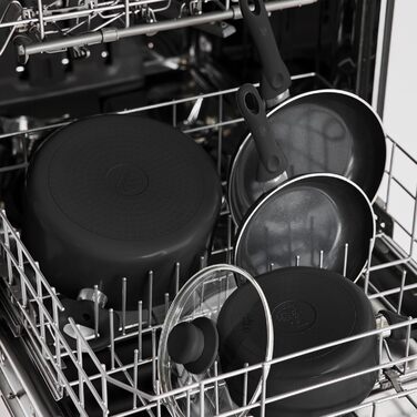 Набір кухонного посуду GreenLife Essentials 10 предметів: здорові антипригарні сковороди та каструлі з керамічним покриттям, без PFAS та PFOA, придатний для миття в посудомийній машині, рівномірний нагрів, чорний