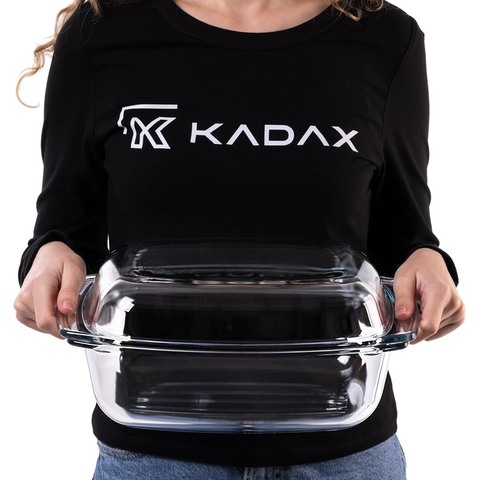 Жаровня KADAX скляна з кришкою 5.8л для запікання, лазаньї, тушкованих овочів - жароміцне скло
