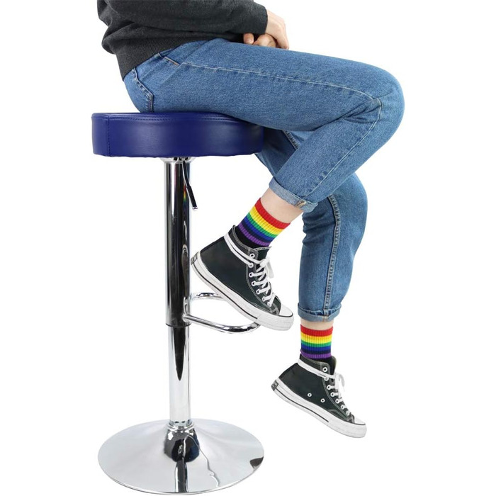 KKTONER Adjustable Height Swivel Bar Stool - SPA, Office & Task Chair with PU Leather (Blue)