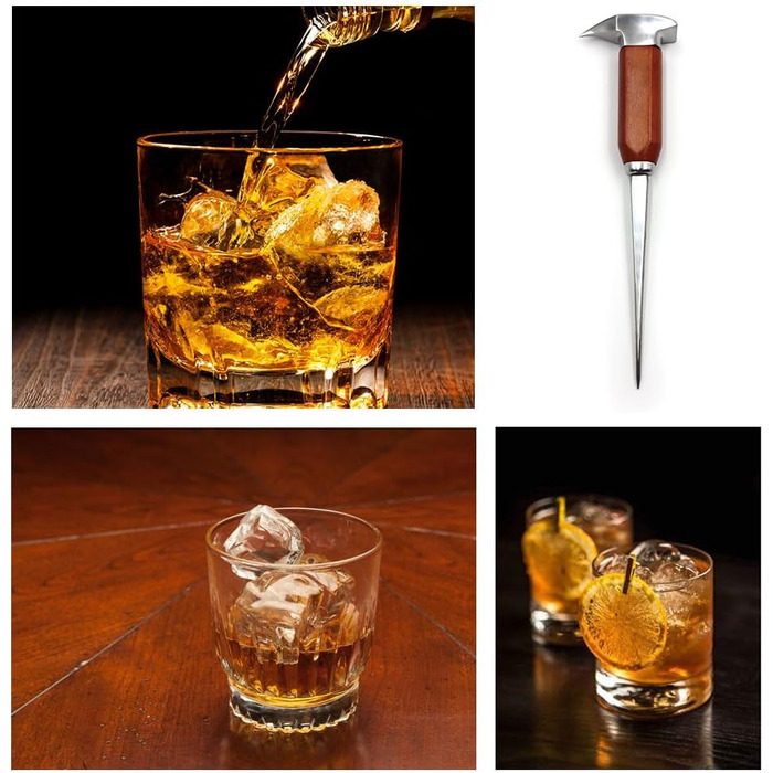 Stainless steel ice pick, ice pick for breaking ice, ice pick with wooden handle, ice pick for kitchens, bars, bartenders, best ice carving tools (long)