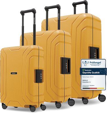 Набір валіз REDOLZ Essentials 15 (3 шт.) з поліпропілену, TSA-замок, 4 колеса, Dark Yellow