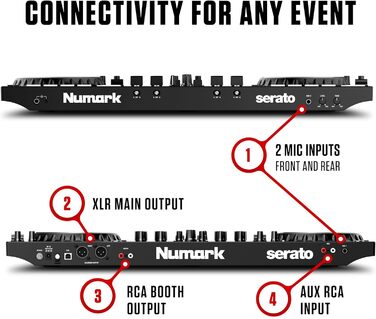 DJ контролер Numark NS4FX 4-канальний з touch-jogwheels, Pads та ефектами, Serato DJ Lite