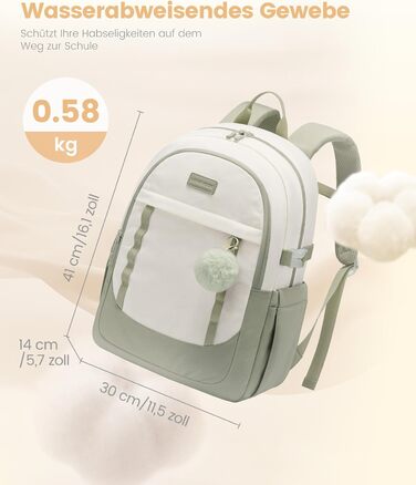 LOVEVOOK Рюкзак для школи дівчинки-підлітка, 15.6 дюймів, рюкзак для ноутбука, легка шкільна сумка, рюкзак для школи, середньої школи, з помпоном, повсякденний, світло-жовтогарячий