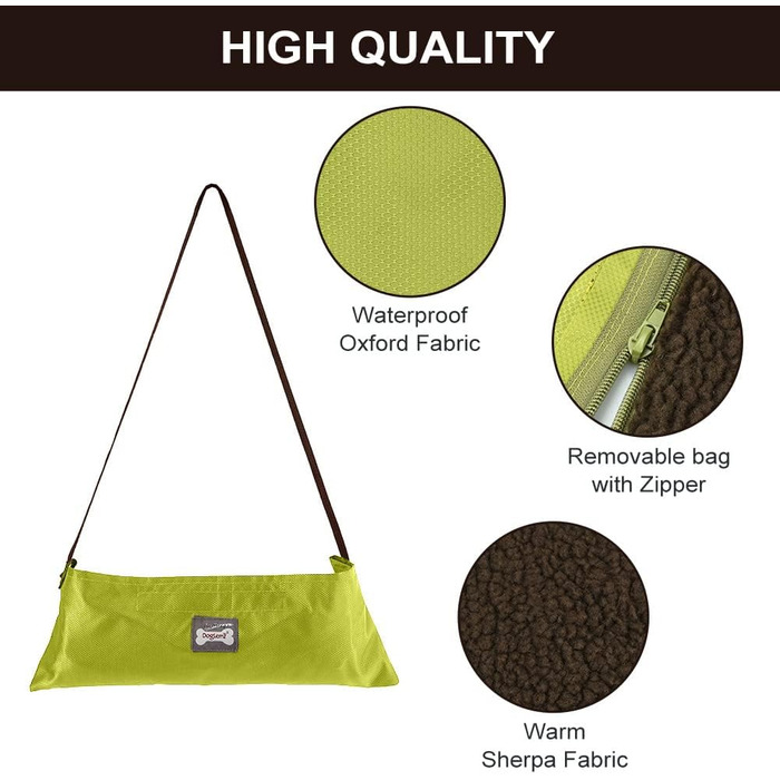 Килимок для собак Outdoor водонепроникний 100x70 см, миючий, для подорожей та кемпінгу, з сумкою та видаленням шерсті, теплий, великий, для собак та котів (зелений, вовна)