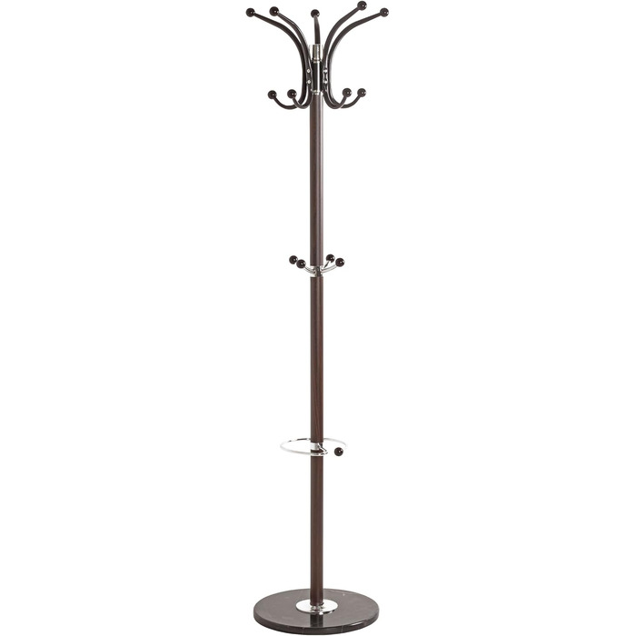 HAKU Coat Rack, brown, chrome, marble, metal - Dimensions: H 171 cm x Ø 39 cm, Style: Modern