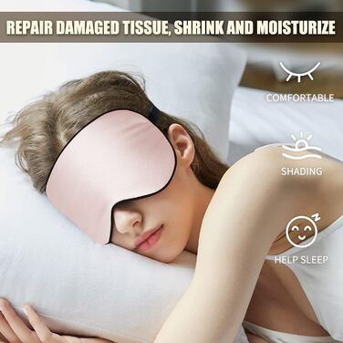 Набір 2 шт. Шовкові маски для сну OLESILK, 100% шовк, для жінок та чоловіків, унісекс, чорний + персиково-рожевий