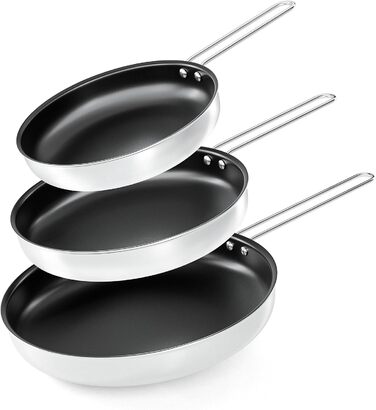 Набір сковорідок CookNANO 3 шт. (22/26/30 см), нержавіюча сталь з 4-шаровим антипригарним покриттям, індукційні, легко миються