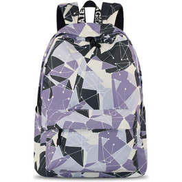 Шкільний рюкзак для дівчаток та хлопців: модний, водонепроникний, з відділенням для ноутбука (геометрія)