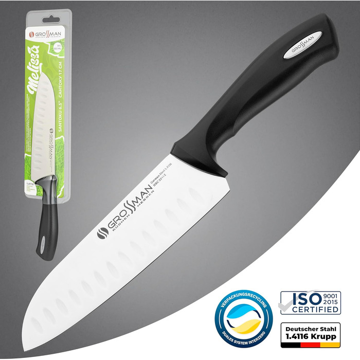 Ніж кухонний Grossman 110EP Santoku, 29 см, сталь, ергономічна ручка