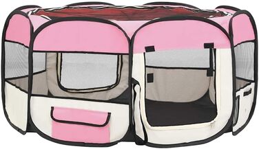 Вольєр для цуценят VidaXL, розкладний, 145x145x61 см, рожевий