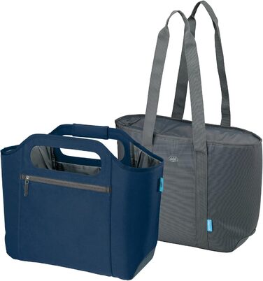 alfi ISO Bag 2in1 23 Liter, Dark Denim, Polyester Thermo Cooler Bag with extra carry bag, insulated shopping bag for groceries, swimming pool, sauna, insulated bag, flexible, washable