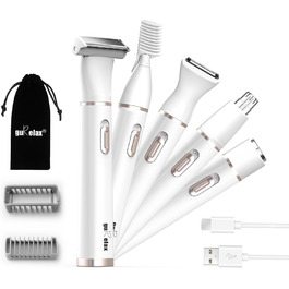 Електричний жіночий триммер Intimrasierer 5-в-1 для бікіні, зони інтимної гігієни, під пахви, обличчя, ноги та руки, USB, 5 насадок, водонепроникний