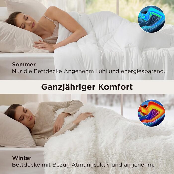 BEDSURE Ковдра всесезонна 135x200 см, 300 GSM, 200x200 см, сіра/світло-сіра, для алергіків