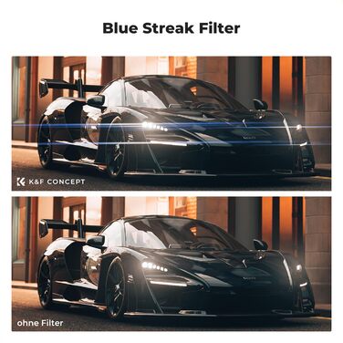 Фільтр K&F CONCEPT Blue Streak Anamorpher 58mm - Ефект синіх смуг, Nano-Klear