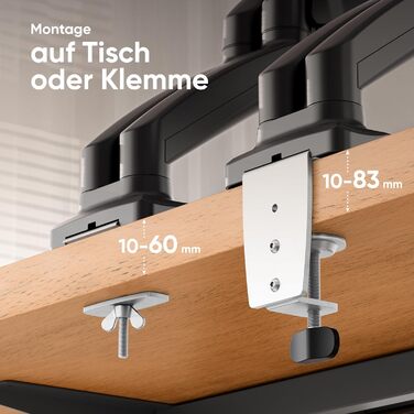 Кріплення для монітора ONKRON G160-W (білий) – 2 монітори, 13-32 дюйми, до 8 кг, VESA 75x75-100x100