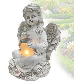 Tuzsocr Angel Garden Figurines Solar Stake Lights for Outdoors, Weatherproof Grave Decorations for Cemetery Outdoor Garden Decor