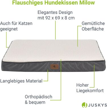 Ортопедичне ліжко для собак Juskys Milow, 76x51 см, знімний чохол, для маленьких собак, сірий, 69x92x8 см, бежеве